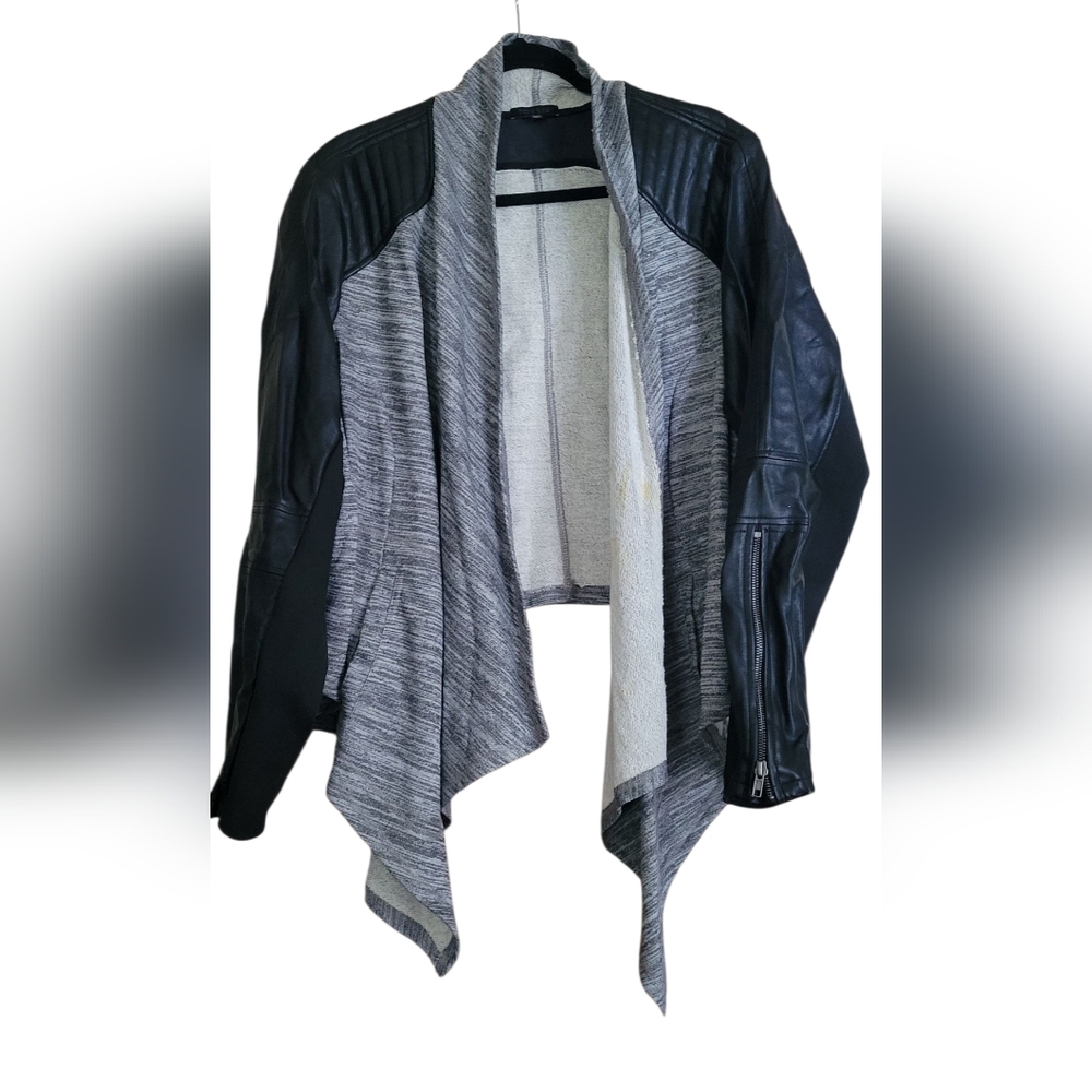 Torrid Drape Front Jacket Faux Leather Sleeve Sz 4